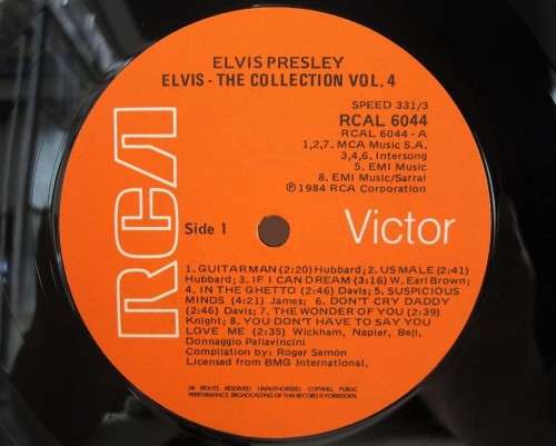 Elvis - Elvis: The Collection Vol.4 - RCA Victor, 1984 - RCAL 6044 - SA Pressing