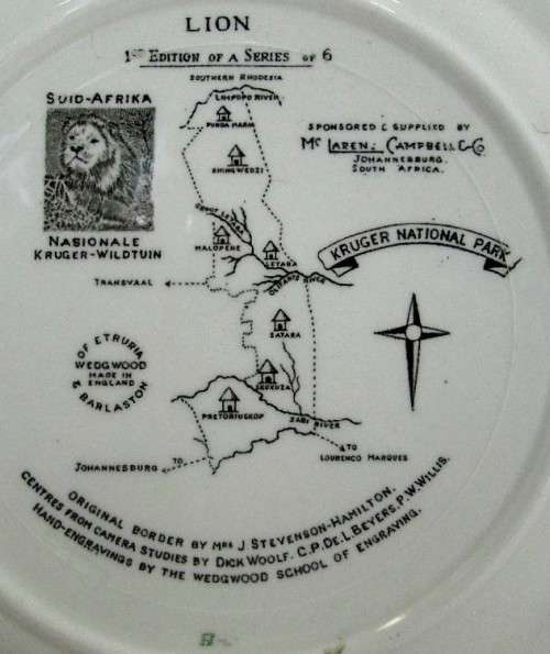 Kruger National Park Wedgwood Plate: Lion - 1 Edition Of A Series Of 6