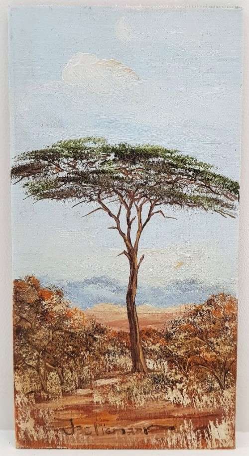 Gorgeous Original J Pienaar Miniature Oil Painting - Total Size:  20,5cm/10,5cm