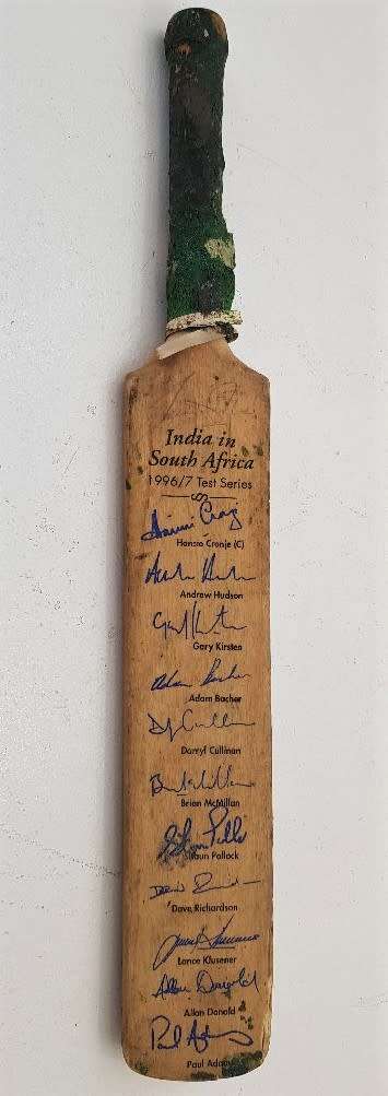Autographed India In South Africa 1996/7 Test Series Miniature Souvenir Cricket Bat
