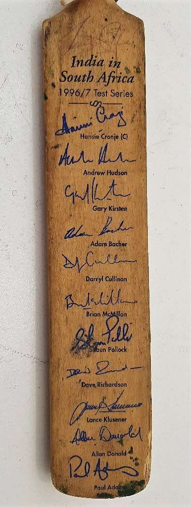 Autographed India In South Africa 1996/7 Test Series Miniature Souvenir Cricket Bat