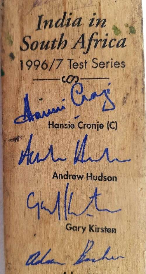 Autographed India In South Africa 1996/7 Test Series Miniature Souvenir Cricket Bat