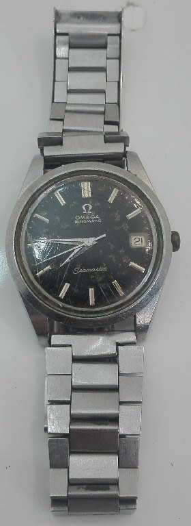 1967 Omega Automatic Seamaster Watch - Needs Glass Replaced, Some Corrosion Inside, Working