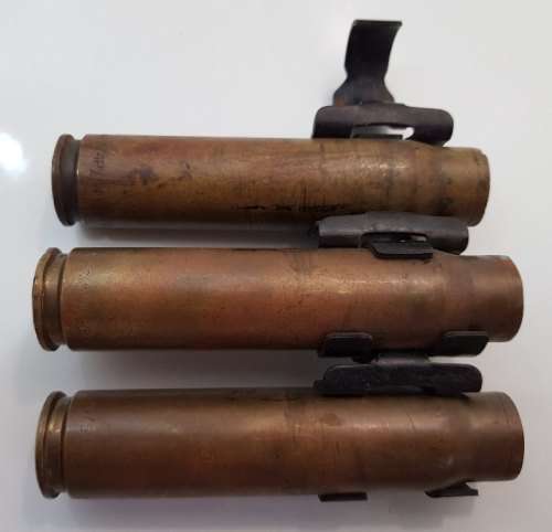 Vintage South African Military Ammunition Clip With USED Shells (RG 52 20mm)