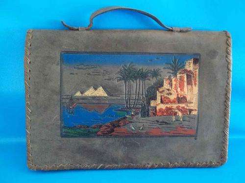 Exceptionally Soft & Tactile Leather Bag - Souvenir Of Egypt c1940's (Wartime) 30cm/20cm