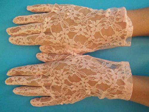 Short Pink Lace Glove - Size 6