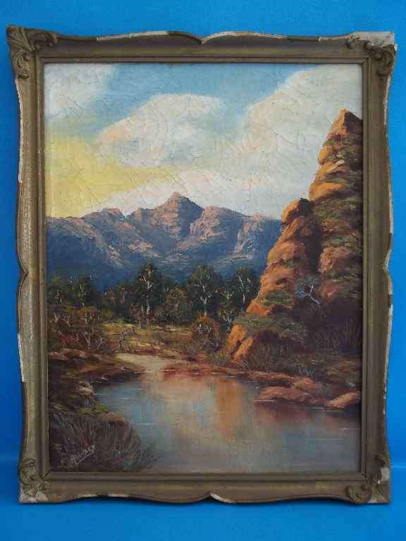 Full Of Character  Old M Hawkes Oil Painting In A Worn Vintage Frame - 49cm/40cm
