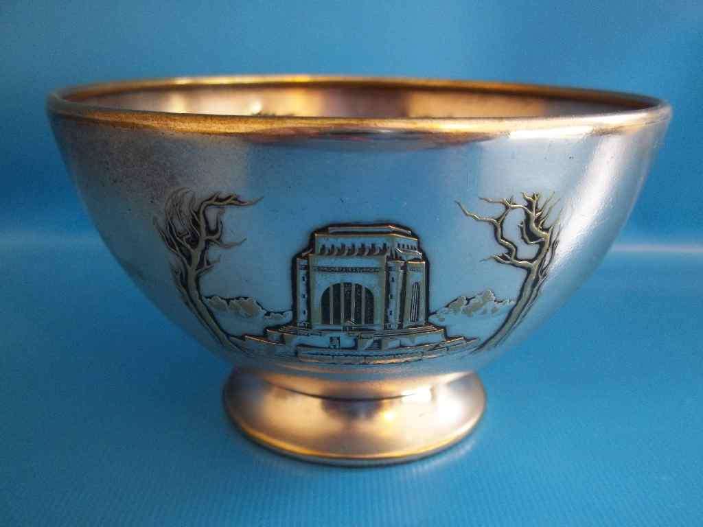 Silver-Plated Voortrekker Bowl - Height 7cm - Diameter 12cm (The Plating Is Very Worn)