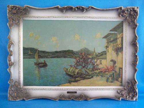 Stunning Quality Print - Lago Di Como By Alfredo Caldini - In A Beautiful Vintage Frame - 83cm/60cm