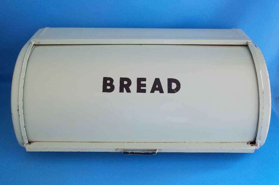 Lovely Light Green Vintage Metal Bread Bin