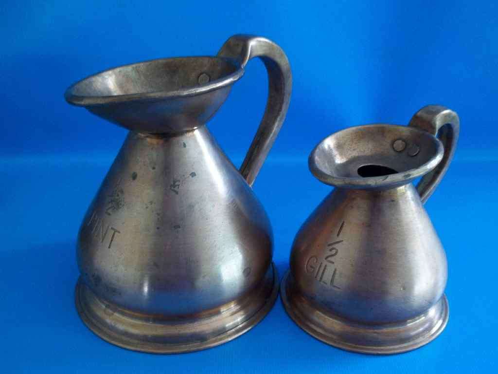 A Pair Of Marvellous Old Copper Jugs - 1/2 Pint & 1/2 Gill