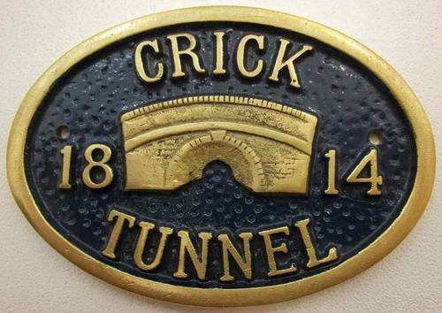 Handcast Brass Souvenir Plaque: Crick 1814 Tunnel - 9,5cm/6,5cm