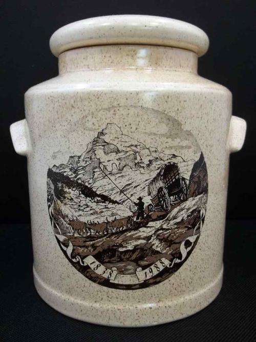 Large Groot Trek 1838-1988 150 Years Biscuit/Rusk Jar - Height 22,5cm, Diameter18cm - Perfect