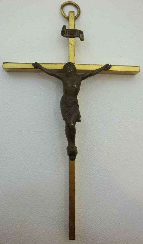 Large Brass Catholic Cross, Made In Germany - 15cm/9cm