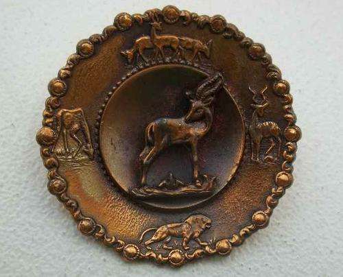Gorgeous Copper Kruger Park Brooch - Diameter 3,8cm