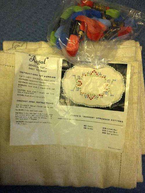 !!!Vintage Set of 3 Irish Linen to be Embroidered with Designs by "Regal" + 8 Cotton Strands!!!