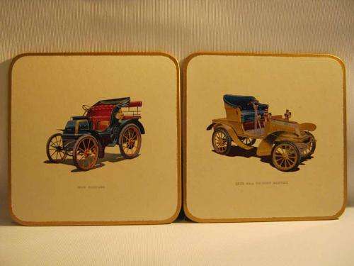 Boxed Win-El Ware Coaster Set - Vintage Car Series ***Far From Perfect, BUT Perfectly Charming!***