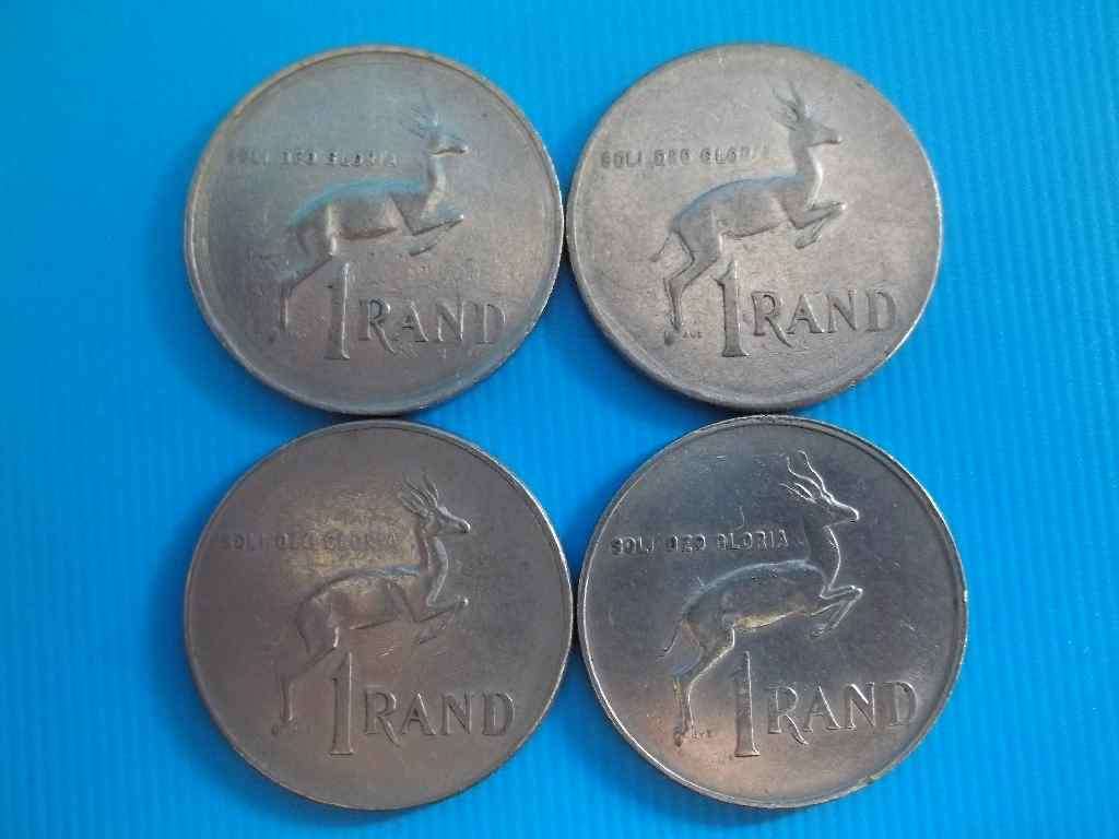 4 X South Africa R1 Coins (1977, 1977, 1978, 1988)