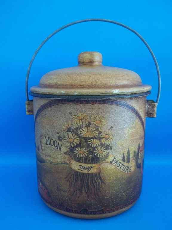 Lovely Old "Antique Finish" Enamel Bucket - Height 14cm - Diameter 15cm