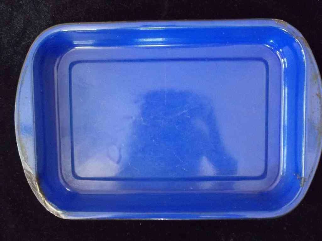 Uncommon Dark Blue Enamelware Roasting Pan - WOW! 46cm/29,5cm/6cm