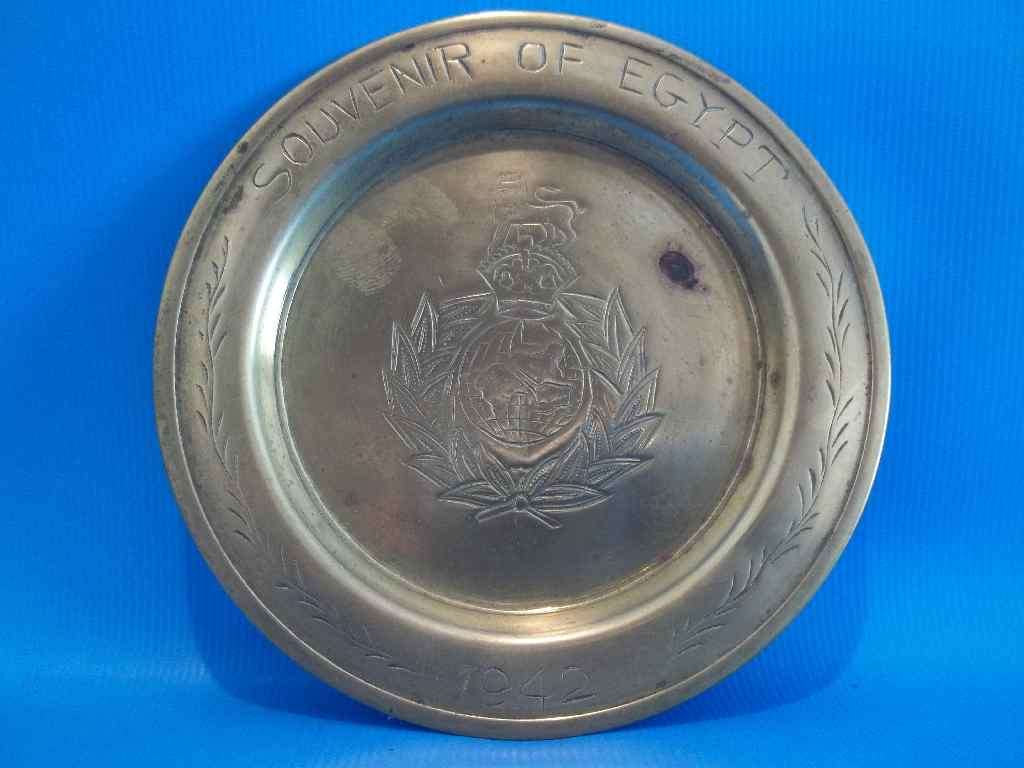 Trench Art Brass Dish "Souvenir Of Egypt - 1942" - Diameter 10,3cm