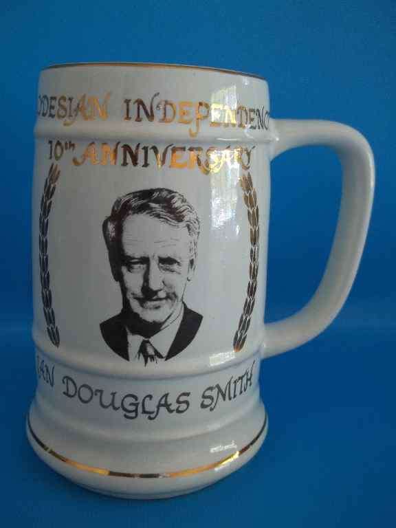 Rhodesian Indepenence 10th Anniversary Mug; Ian Douglas Smith; Norbel Potteries, Salisbury, Rhodesia