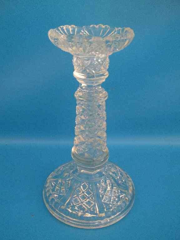 Lovely Glass Candle Holder c1970's - Height 18cm - Base Diameter 11cm
