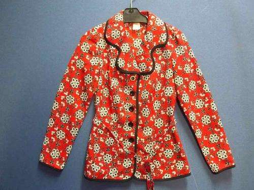 Vintage Red/Black/White Women's Jacket With Belt Detail - Size 34 - c1960's or c1970's