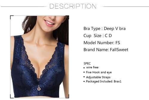 FallSweet Women  Bra  Wire Free C D Cups  42 Red Blue Black Khaki Push Up Bras