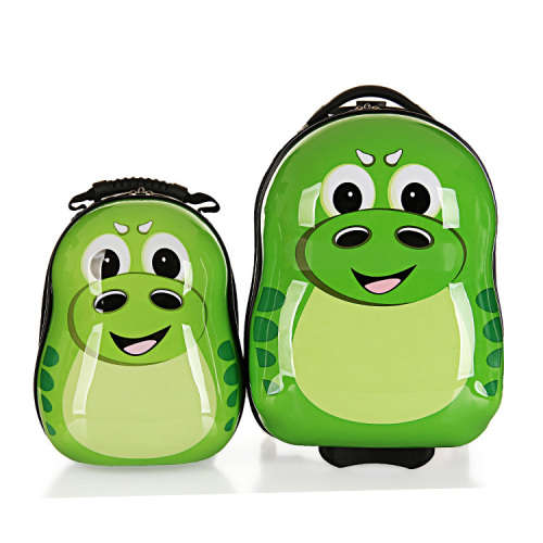 2 PCS SET 3D children trolley school bags kids luggage trolley bag suitcase