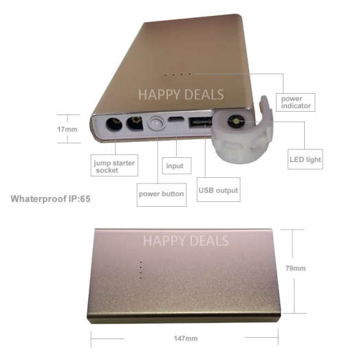 Car Jump Starter 12000mAh Auto Emergency Start Battery Charger Portable Phone Charging Power Bank