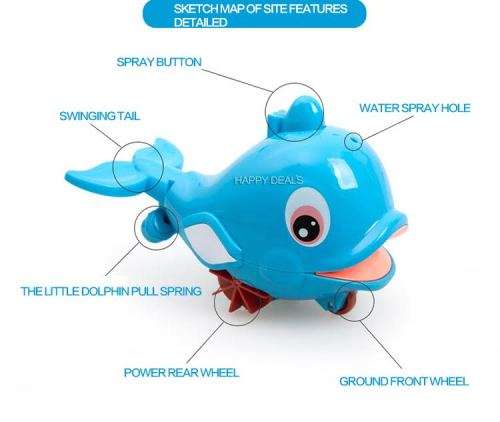 Cable with spring water dolphins playing in the water bath toy baby child 6PCS in box