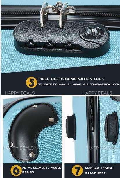 3-Piece Luggage Set made from ABS - and Carry On Suitcase with Wheels, Lock, and Telescopic Handle