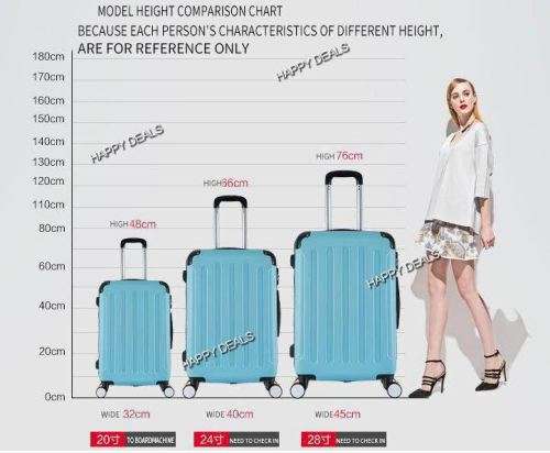 3-Piece Luggage Set made from ABS - and Carry On Suitcase with Wheels, Lock, and Telescopic Handle