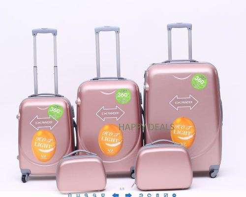 ABS Lightweight Design 5 Piece Luggage Set With Vanity Bags (size: 19'',23'',27'')