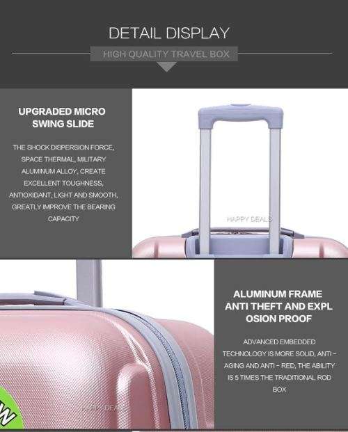 ABS Lightweight Design 5 Piece Luggage Set With Vanity Bags (size: 19'',23'',27'')