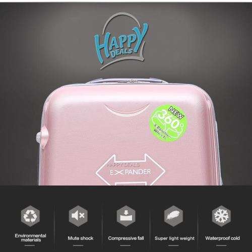 ABS Lightweight Design 5 Piece Luggage Set With Vanity Bags (size: 19'',23'',27'')