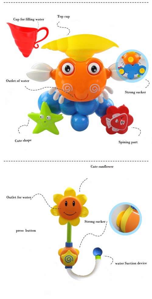 Bathroom Swimming Sunflower Shower Spray Baby Bath toys Sets Water Spraying Taps Early Education