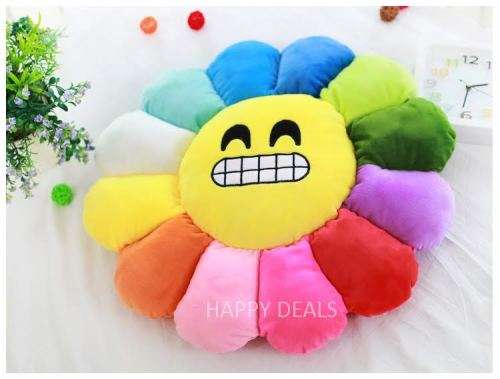 Kawaii Smiling Sunflower Pillow Stuffed Plush Cushion Soft Warm Gift for Children Kids