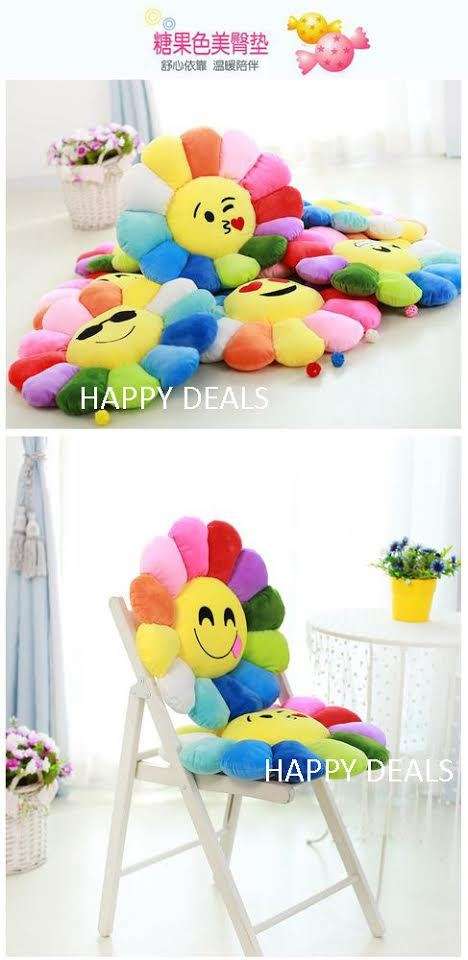 Kawaii Smiling Sunflower Pillow Stuffed Plush Cushion Soft Warm Gift for Children Kids
