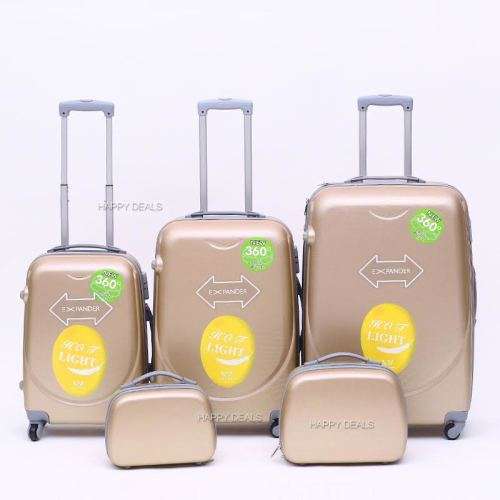 ABS Lightweight Design 5 Piece Luggage Set With Vanity Bags (size: 19'',23'',27'')