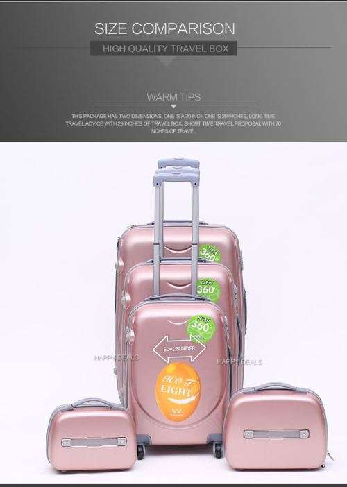ABS Lightweight Design 5 Piece Luggage Set With Vanity Bags (size: 19'',23'',27'')