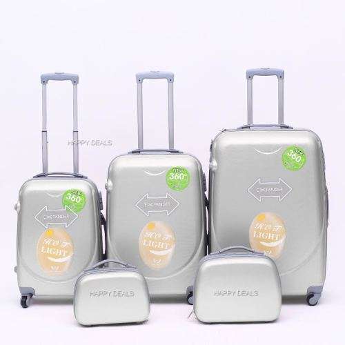 ABS Lightweight Design 5 Piece Luggage Set With Vanity Bags (size: 19'',23'',27'')