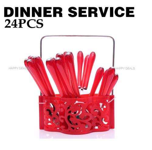 24 Piece Colorful Cutlery Set 4 colors to choose from  (Purple,Blue,Lime, Red)