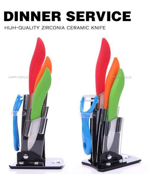 Ceramic Knife Set of 3 With a Potato Peeler Colorful Set