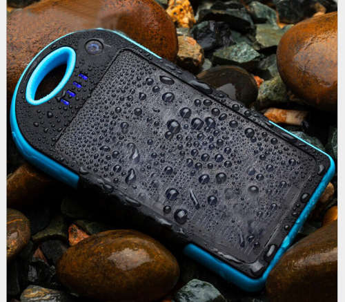 5000mAh Portable Waterproof Solar Charger Dual USB External Battery Power Bank