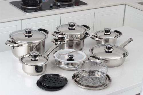 Crown stainless steel 21 pieces cookware set