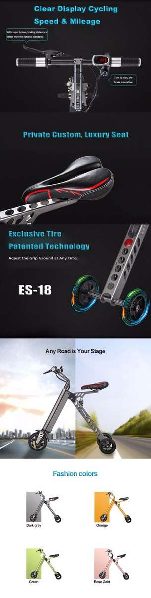 3 Wheel Foldable Electric Scooter Portable Mobility folding electric bike lithium battery bicycle