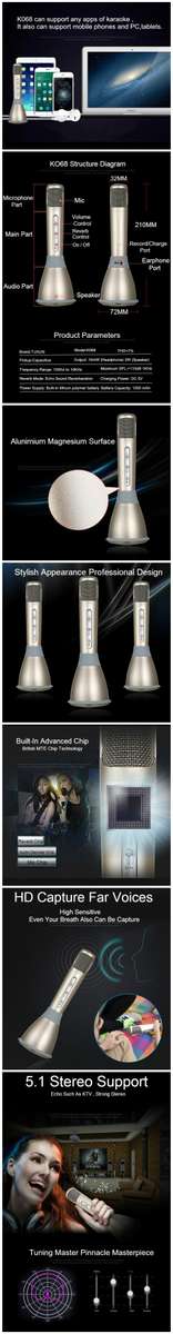 K068 KTV Karaoke Microphone c & Speaker Gold