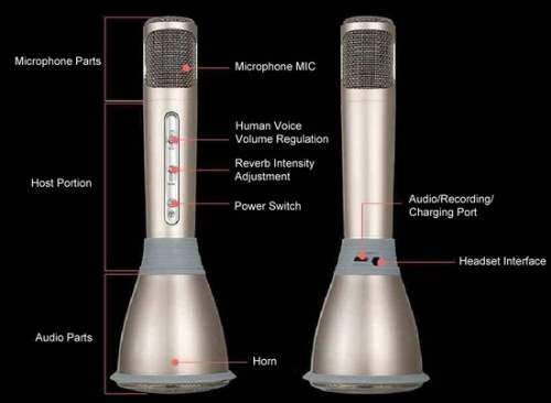 K068 KTV Karaoke Microphone c & Speaker Gold